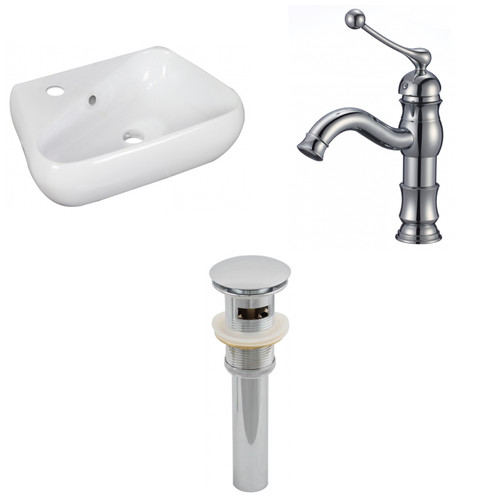 17.5" W Above Counter White Vessel Set For 1 Hole Left Faucet (AI-26288)