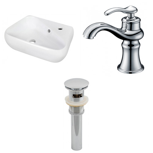 17.5" W Wall Mount White Vessel Set For 1 Hole Right Faucet (AI-26302)