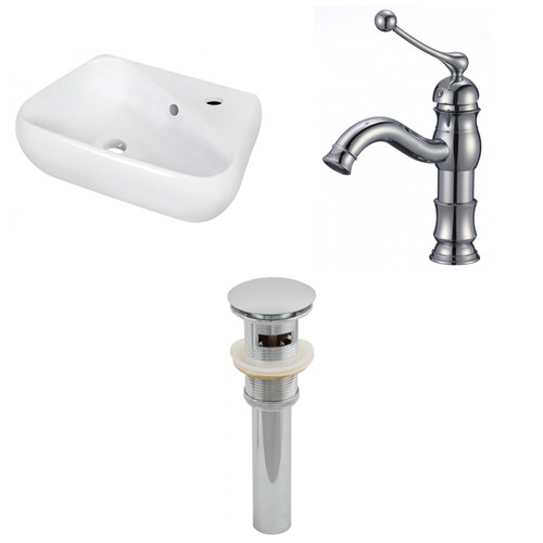 17.5" W Wall Mount White Vessel Set For 1 Hole Right Faucet (AI-26306)