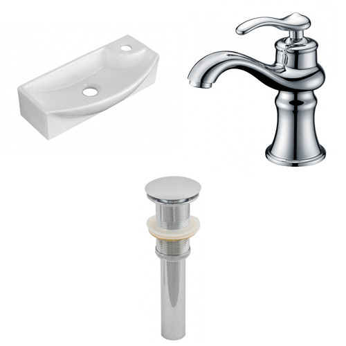 17.75" W Above Counter White Vessel Set For 1 Hole Right Faucet (AI-26308)