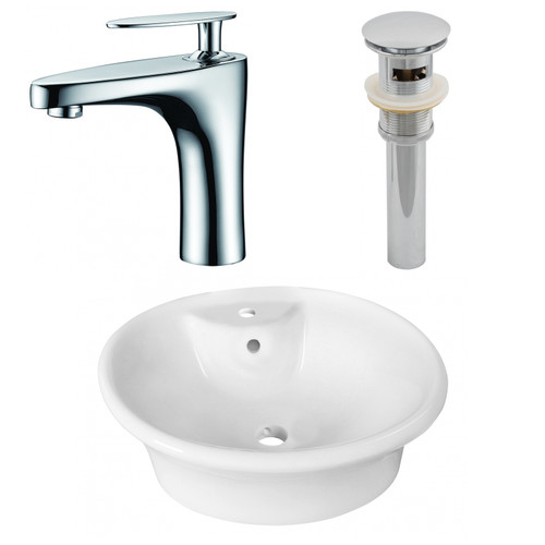 19" W Above Counter White Vessel Set For 1 Hole Center Faucet (AI-26321)
