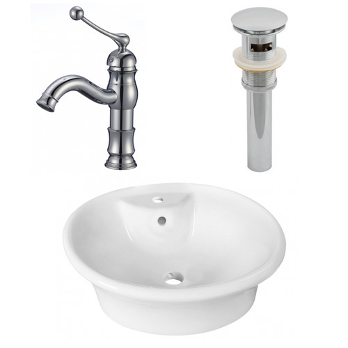 19" W Above Counter White Vessel Set For 1 Hole Center Faucet (AI-26324)