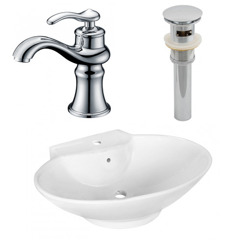 22.75" W Above Counter White Vessel Set For 1 Hole Center Faucet (AI-26326)