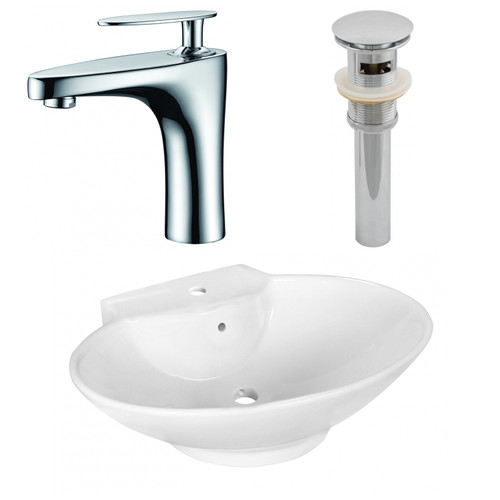 22.75" W Above Counter White Vessel Set For 1 Hole Center Faucet (AI-26327)