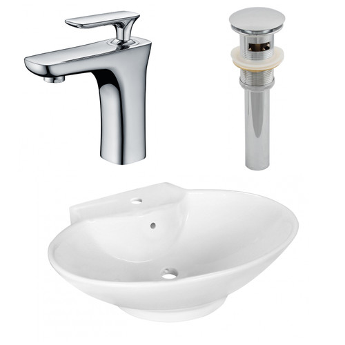 22.75" W Above Counter White Vessel Set For 1 Hole Center Faucet (AI-26328)