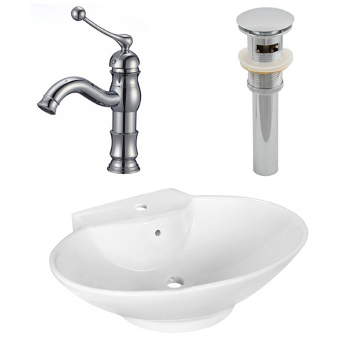 22.75" W Above Counter White Vessel Set For 1 Hole Center Faucet (AI-26330)