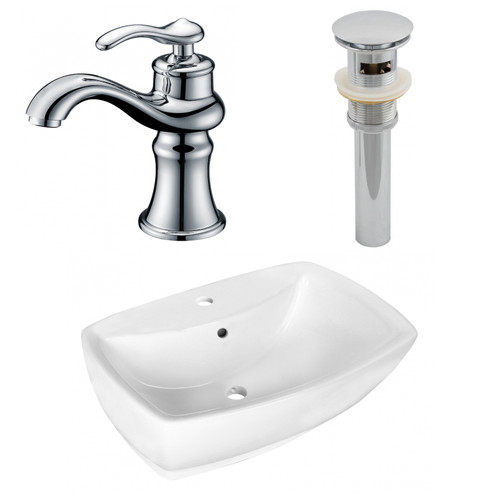 21.75" W Above Counter White Vessel Set For 1 Hole Center Faucet (AI-26332)