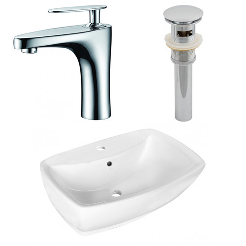 21.75" W Above Counter White Vessel Set For 1 Hole Center Faucet (AI-26333)