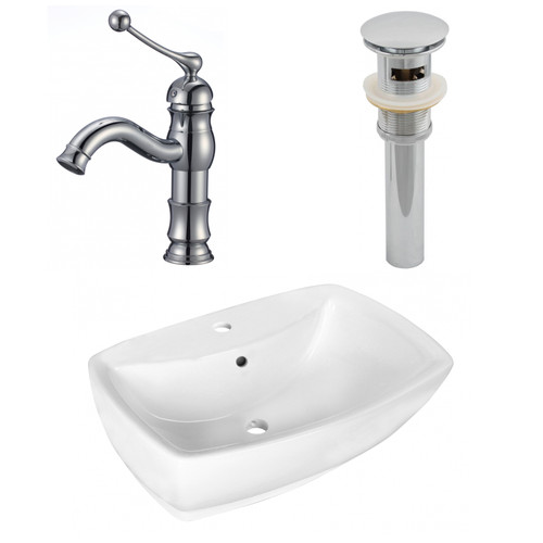 21.75" W Above Counter White Vessel Set For 1 Hole Center Faucet (AI-26336)