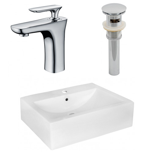 20.25" W Above Counter White Vessel Set For 1 Hole Center Faucet (AI-26350)
