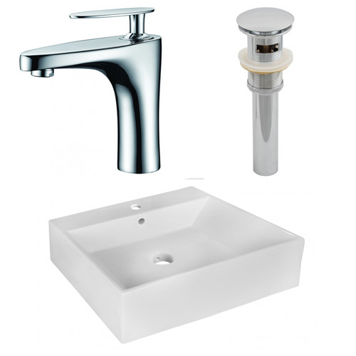 20.5" W Above Counter White Vessel Set For 1 Hole Center Faucet (AI-26355)