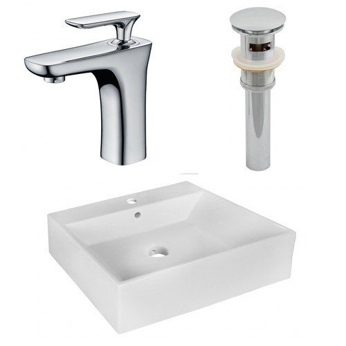 20.5" W Above Counter White Vessel Set For 1 Hole Center Faucet (AI-26356)