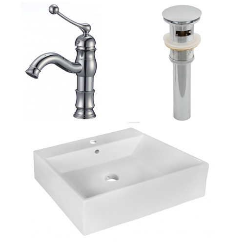 20.5" W Above Counter White Vessel Set For 1 Hole Center Faucet (AI-26358)