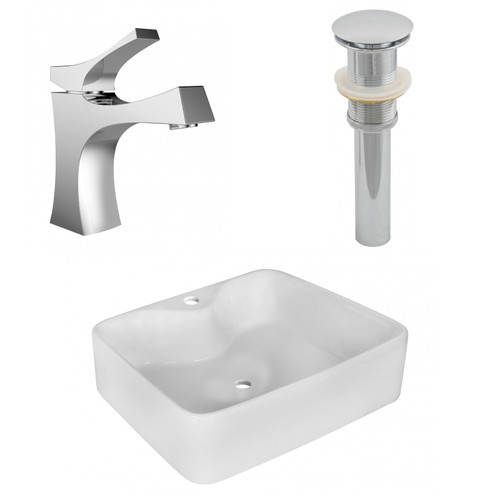 18.75" W Above Counter White Vessel Set For 1 Hole Center Faucet (AI-26359)