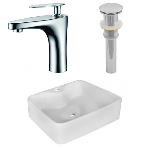 18.75" W Above Counter White Vessel Set For 1 Hole Center Faucet (AI-26361)