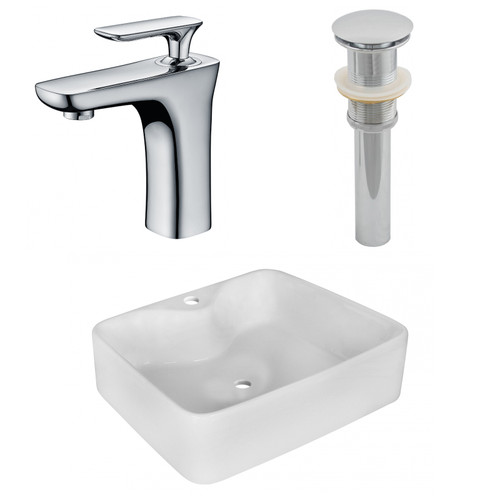 18.75" W Above Counter White Vessel Set For 1 Hole Center Faucet (AI-26362)