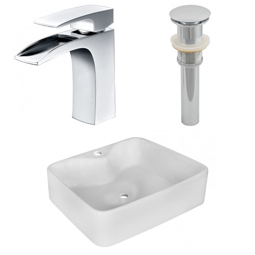 18.75" W Above Counter White Vessel Set For 1 Hole Center Faucet (AI-26363)