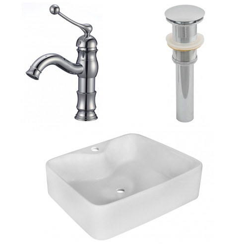 18.75" W Above Counter White Vessel Set For 1 Hole Center Faucet (AI-26364)