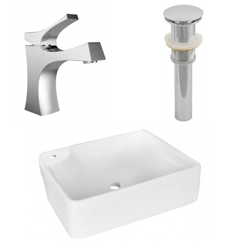 17.25" W Above Counter White Vessel Set For 1 Hole Left Faucet (AI-26365)