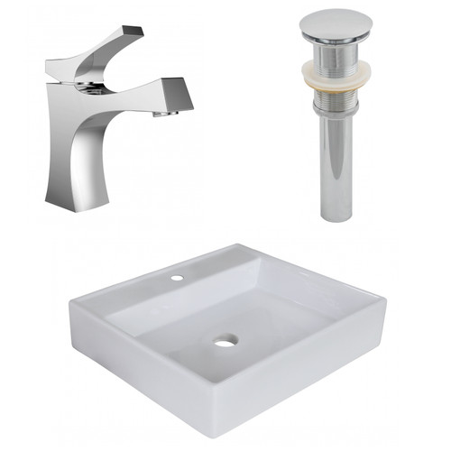 17" W Above Counter White Vessel Set For 1 Hole Center Faucet (AI-26371)