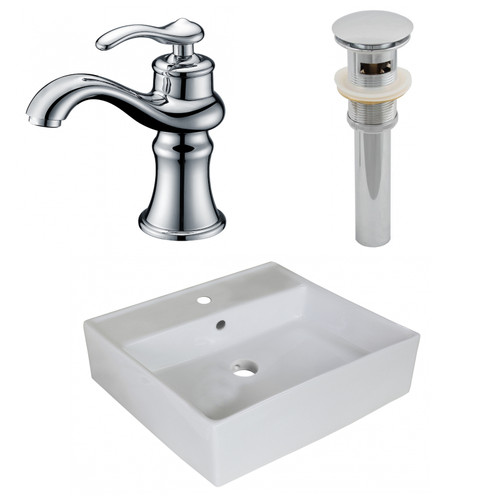 18" W Above Counter White Vessel Set For 1 Hole Center Faucet (AI-26378)