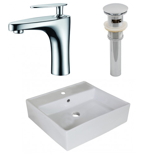 18" W Above Counter White Vessel Set For 1 Hole Center Faucet (AI-26379)