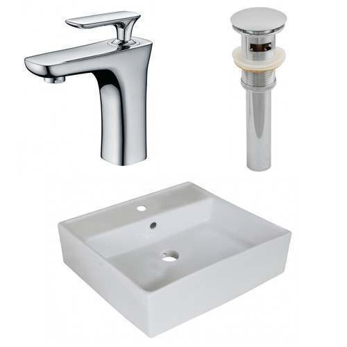 18" W Above Counter White Vessel Set For 1 Hole Center Faucet (AI-26380)