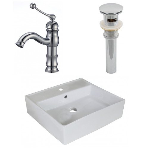 18" W Above Counter White Vessel Set For 1 Hole Center Faucet (AI-26382)