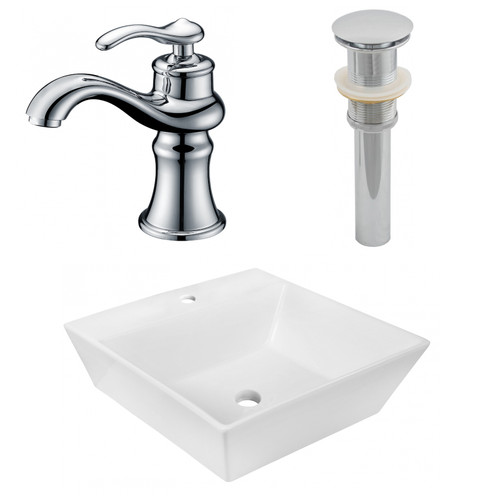 16.5" W Above Counter White Vessel Set For 1 Hole Center Faucet (AI-26384)