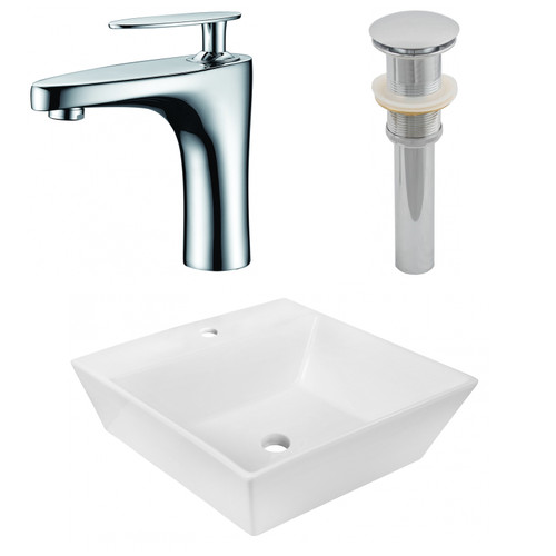 16.5" W Above Counter White Vessel Set For 1 Hole Center Faucet (AI-26385)
