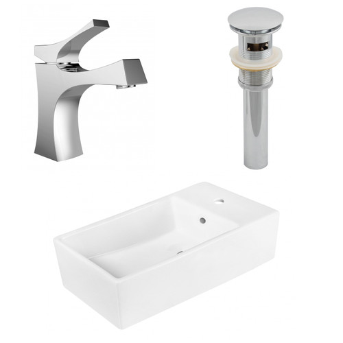 19" W Above Counter White Vessel Set For 1 Hole Center Faucet (AI-26389)