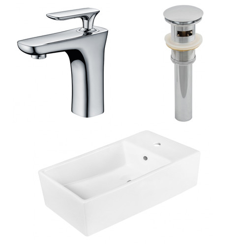 19" W Above Counter White Vessel Set For 1 Hole Center Faucet (AI-26392)