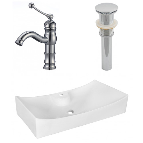 26.25" W Above Counter White Vessel Set For 1 Hole Center Faucet (AI-26400)