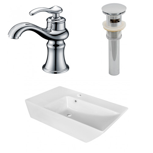 25.5" W Above Counter White Vessel Set For 1 Hole Center Faucet (AI-26408)