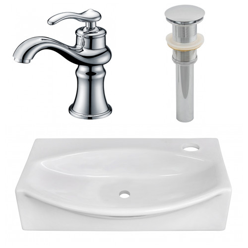 16.5" W Above Counter White Vessel Set For 1 Hole Right Faucet (AI-26456)