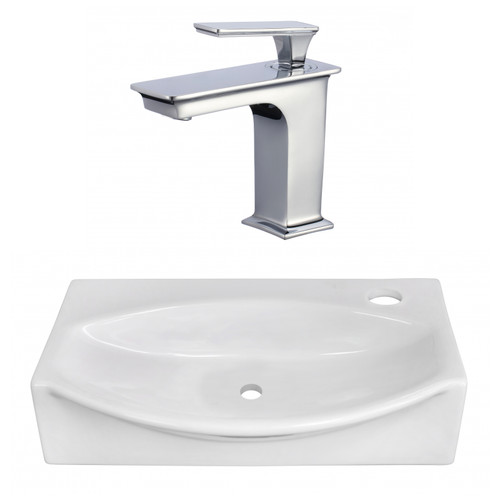 16.5" W Wall Mount White Vessel Set For 1 Hole Right Faucet (AI-22475)
