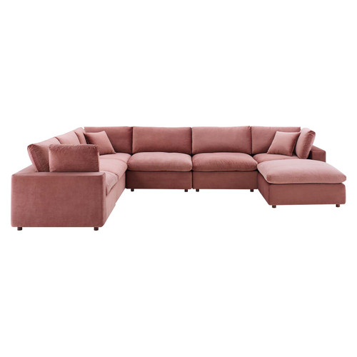 Commix Down Filled Overstuffed Performance Velvet 7-Piece Sectional Sofa EEI-4825-DUS