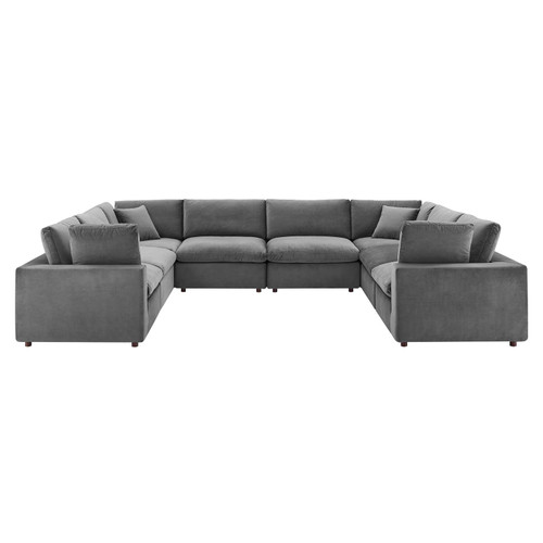 Commix Down Filled Overstuffed Performance Velvet 8-Piece Sectional Sofa EEI-4826-GRY