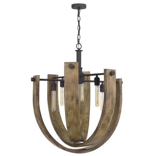 60W X 6 Padova Metal/Wood Chandelier (Edison Bulbs Are Not Included) (FX-3729-6)