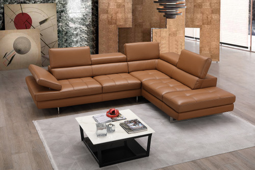 A761 Italian Leather Sectional Caramel In Right Hand Facing