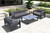 SETODAEGR Aelani Outdoor 4 Piece Set In Dark Grey Finish And Charcoal Cushions