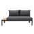 LCPDSODK Portals Outdoor Sofa In Black Finish With Natural Teak Wood Accent And Grey Cushions