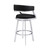 LCSNBABSBL30 Saturn Contemporary 30" Bar Height Barstool In Brushed Stainless Steel Finish And Black Faux Leather