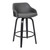 LCAEBABLGR26 Alec Contemporary 26" Counter Height Swivel Barstool In Black Brush Wood Finish And Grey Faux Leather