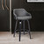 LCAEBABLGR30 Alec Contemporary 30" Bar Height Swivel Barstool In Black Brush Wood Finish And Grey Faux Leather