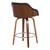 LCAEBAWABR26 Alec Contemporary 26" Counter Height Swivel Barstool In Walnut Wood Finish And Brown Faux Leather
