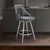 LCRUBABSGR26 Ruby Contemporary 26" Counter Height Barstool In Brushed Stainless Steel Finish And Grey Faux Leather