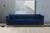 LCEV3BLUE Everest 90" Blue Fabric Upholstered Sofa With Brushed Gold Legs