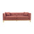 LCEV3BLUSH Everest 90" Blush Fabric Upholstered Sofa With Brushed Gold Legs