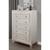 Champagne Toned Chest With Tapered Acrylic Legs And 5 Drawers (384034)